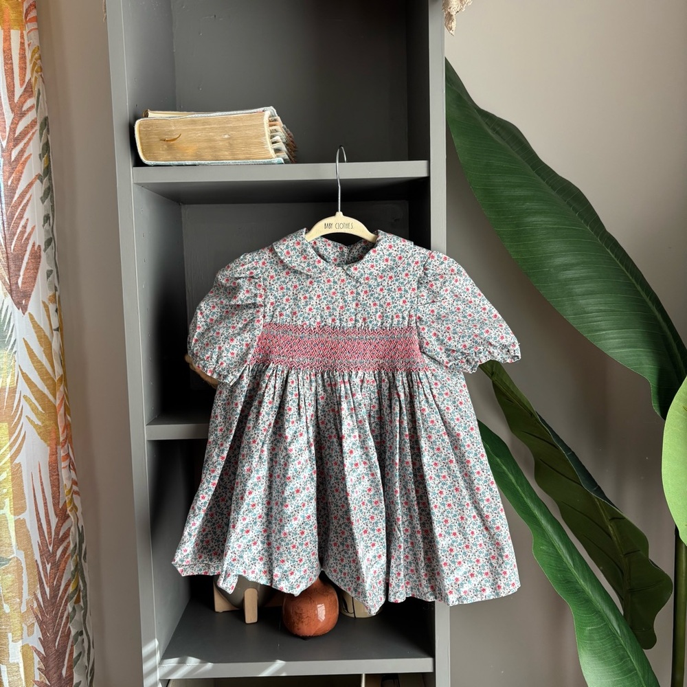 handmade cotton smocked peter pan collar dress